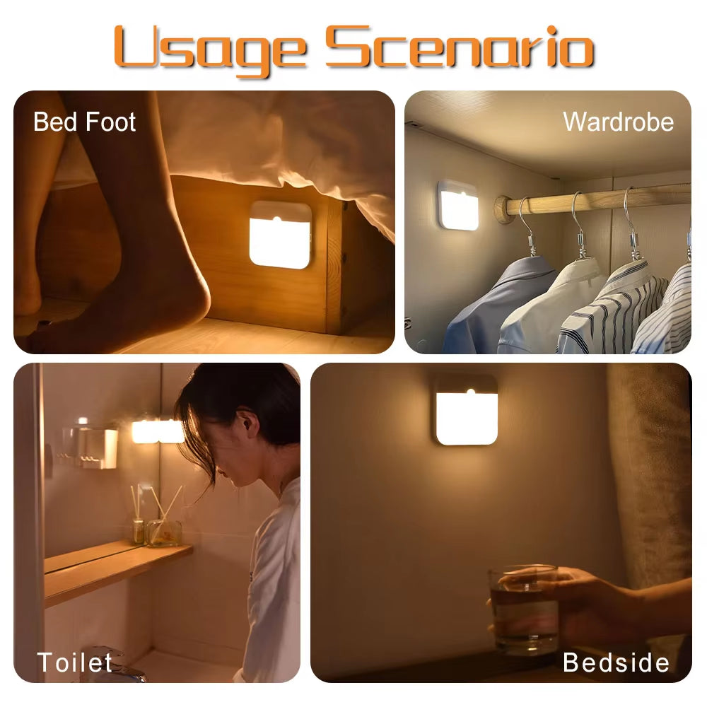 Wireless LED Motion Sensor Night Light - Rechargeable Type C