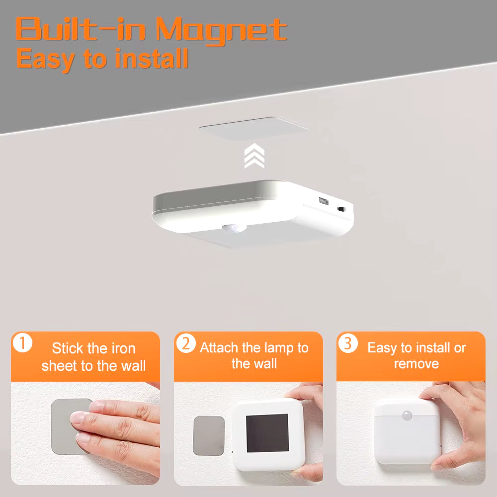 Wireless LED Motion Sensor Night Light - Rechargeable Type C