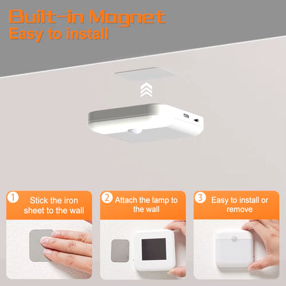 Wireless LED Motion Sensor Night Light - Rechargeable Type C