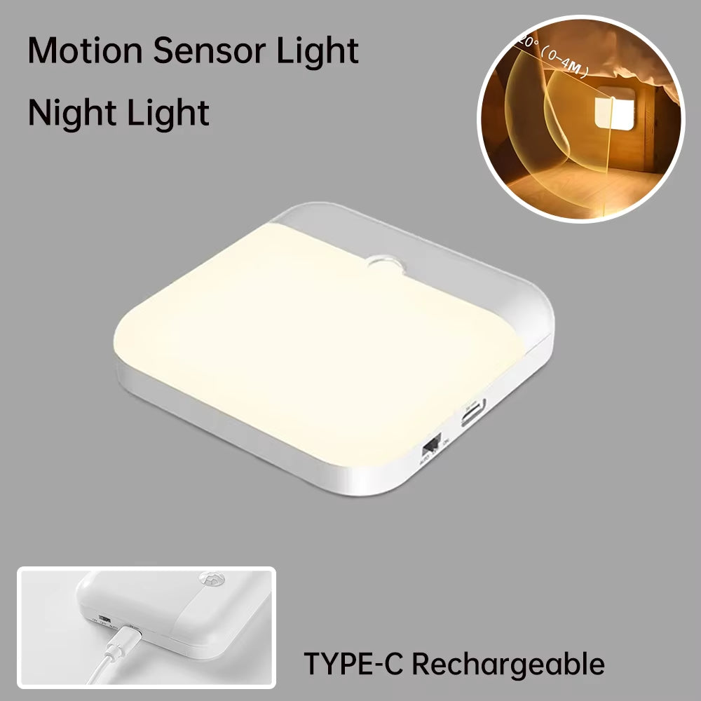 Wireless LED Motion Sensor Night Light - Rechargeable Type C